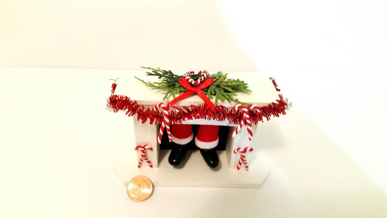 Miniature Dollhouse Christmas Fireplace.. with Santa Etsy