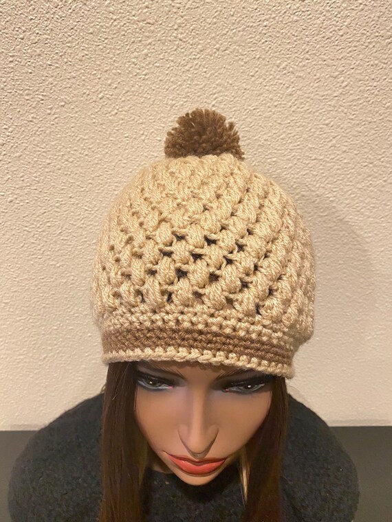 Striped Puff Stitch Beanie Puff Beanie 