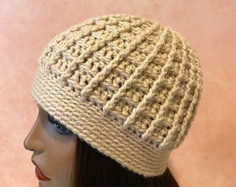 Waffle Stitch Crochet Beanie