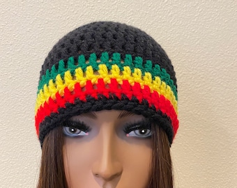 Rasta Stripe Beanie | "Amalia No Bully Rasta Beanie" | Rastafarian Flag Colors Beanie | Unisex Beanie