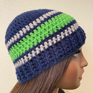 Crochet Seattle Seahawks Team Spirit Beanie | Crochet NFL Team Spirit Beanie (Seattle Seahawks) | Crochet Seattle Seahawks Beanie