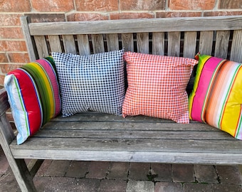 Gingham and Serape Oilcloth Pillow Covers