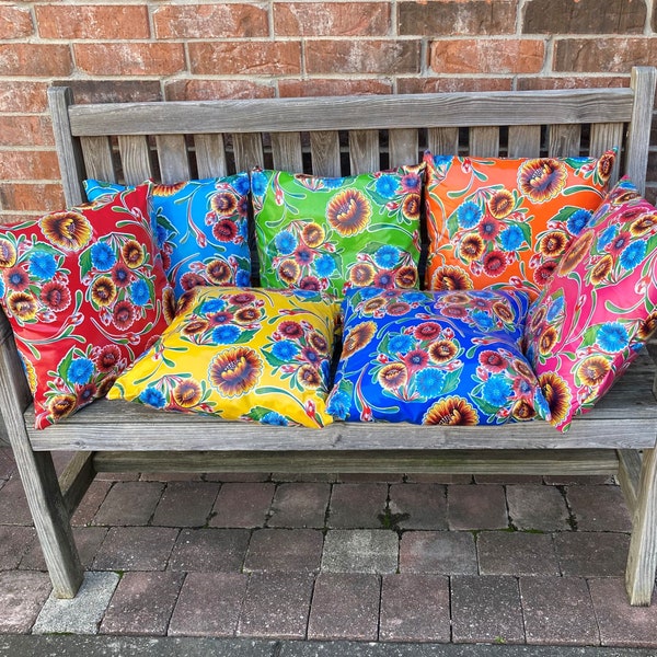 Bright Bloom Oilcloth Pillow covers