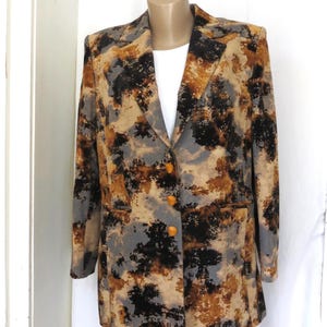 Vintage Abstract Blazer: Multicolored City Chic Coat, Size DE 44-46