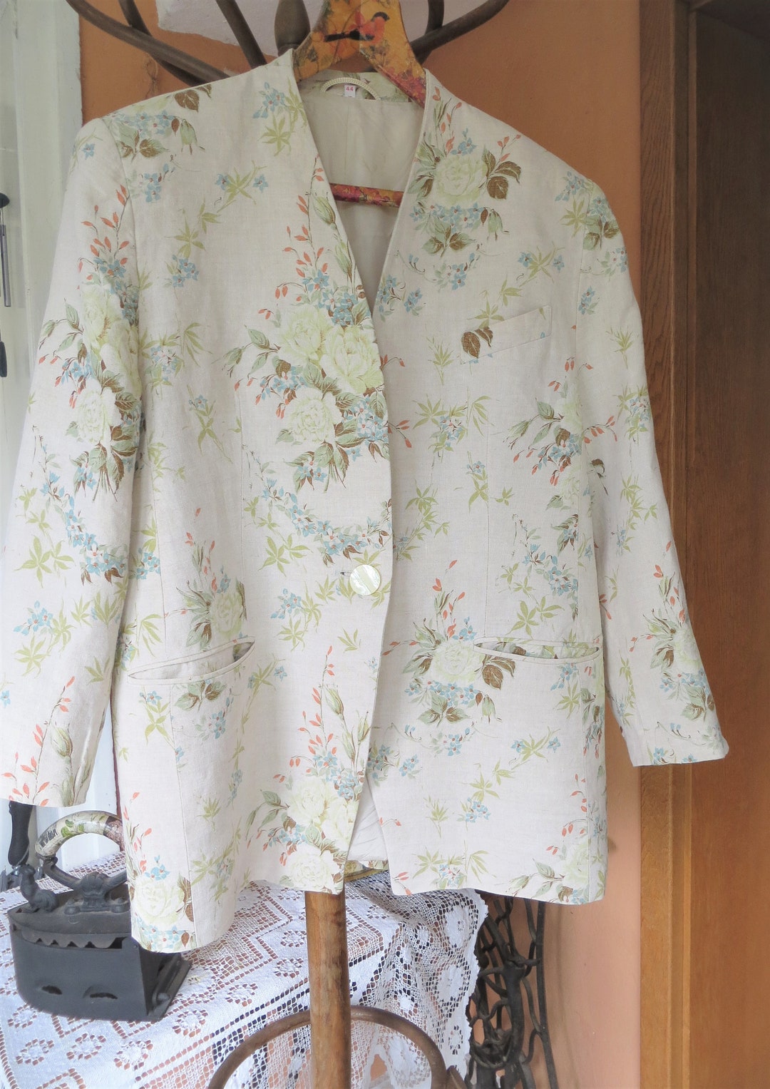 Franco Callegari Vintage Jacket Linen Coat With Floral - Etsy