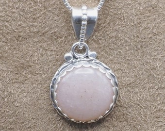 2470,  Peach Moonstone Sterling Silver Handmade Pendant with 18" Chain, 925 Silver, Moonstone Pendant, Gift For Her, Under 75 Dollars