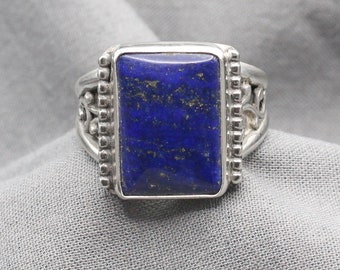 Men's Lapis Lazuli Sterling Silver Ring, Blue Lapis Lazuli Ring, Men's Jewelry, Gift For Him, Sterling Lapis Lazuli, Under 130 Dollars,#2333