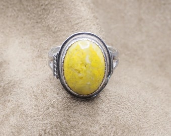 Ladies Sterling Silver Mustard Jasper Ring, Handmade Ring, Yellow Stone Ring, Gift For Her, Under 70 Dollars, 925 Silver Ring,  #1276