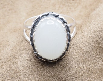 Ladies White Moonstone Sterling Silver Handmade Ring, Ladies 925 Silver Ring, Moonstone Ladies Ring, Gift For Her, Under 80 Dollars, #2433