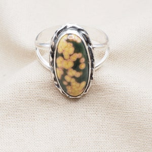 Ladies Ocean Jasper Oval Ring, Sterling Silver Jasper Ring, 925 Silver Ring, Oval Ring, Gift For Her, Handmade Ring, Under 75 Dollars, #1209