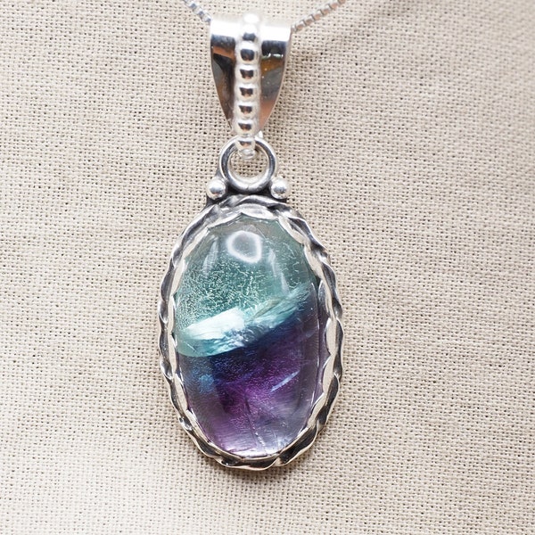 •FLUORITE OVAL - 2• sterling silver pendant
