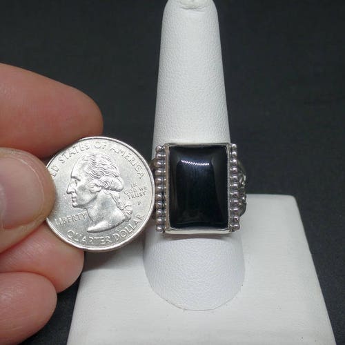 Men's Black Onyx Ring, Decorative Band, Silver Black Onyx Ring, Sterling Black Onyx Ring, Men's Jewelry, Men's shops Rings, richlo jewelry, 1381