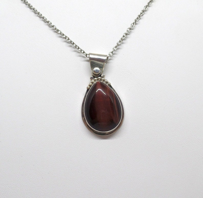Red Tiger Eye Pendant Las Necklace Sterling Silver Tigers Under 100 Gift For Her 1744