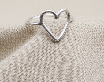 Ladies Silver Wire Heart Ring, 925 Sterling Silver, Sterling
