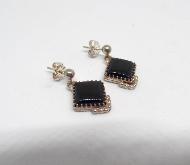 1458 Black Onyx Earrings Under 75 925 Sterling Silver Black Onyx Earrings Women/'s Silver Black Onyx Ladies Black Onyx Earrings