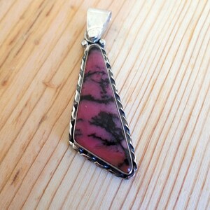 Rhodonite Pendant, Sterling Silver Rhodonite Necklace, Ladies Rhodonite, Silver Pendant, Ladies Rhodonite, under 100, 925, 1054