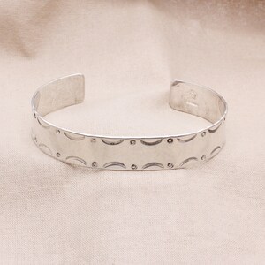 925 Sterling Silver Stamped Cuff Bracelet, Ladies Cuff Bracelet, Fits Large Wrist Size, Gift For Her, Under 80 Dollars, #2377