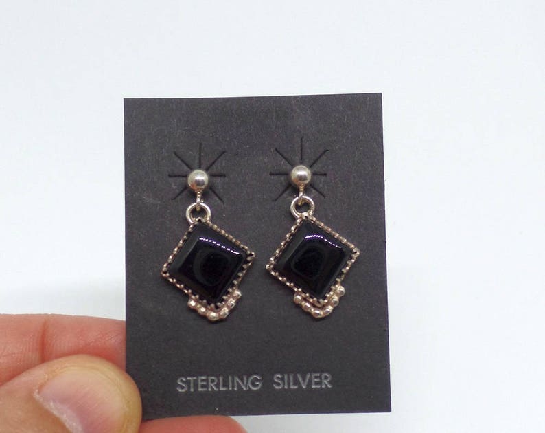 1458 Black Onyx Earrings Under 75 925 Sterling Silver Black Onyx Earrings Women/'s Silver Black Onyx Ladies Black Onyx Earrings