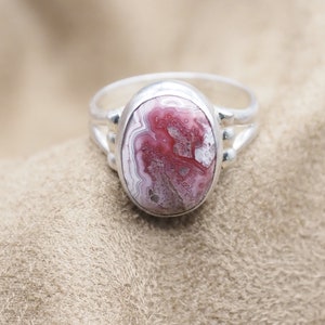 Laguna Lace Agate Ring, Ladies Agate Ring, Sterling Agate Ring, Silver Laguna Lace Agate Ring, 925, Gift For Her, Under 70 Dollars, 1493 image 1