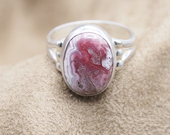 Laguna Lace Agate Ring, Ladies Agate Ring, Sterling Agate Ring, Silver Laguna Lace Agate Ring, 925, Gift For Her, Under 70 Dollars, #1493