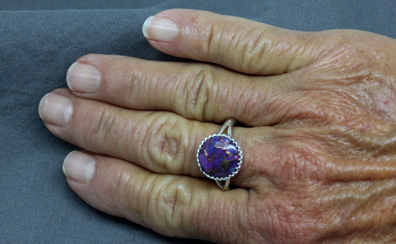 Ladies Purple Turquoise Sterling Silver Handmade Ring Under 50 Dollars #2209 Gift For Her 925 Silver Purple Turquoise Ring