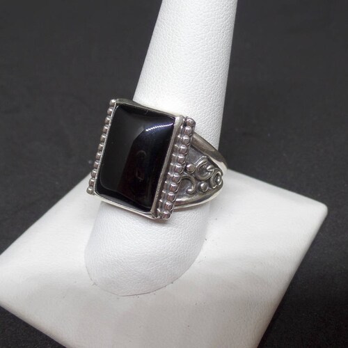 Men's Black Onyx Ring, Decorative Band, Silver Black Onyx Ring, Sterling Black Onyx Ring, Men's Jewelry, Men's shops Rings, richlo jewelry, 1381