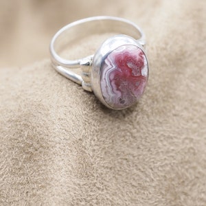 Laguna Lace Agate Ring, Ladies Agate Ring, Sterling Agate Ring, Silver Laguna Lace Agate Ring, 925, Gift For Her, Under 70 Dollars, 1493 image 2
