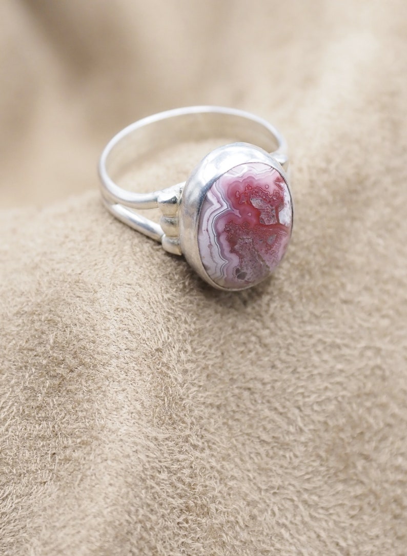 Laguna Lace Agate Ring, Ladies Agate Ring, Sterling Agate Ring, Silver Laguna Lace Agate Ring, 925, Gift For Her, Under 70 Dollars, 1493 image 2