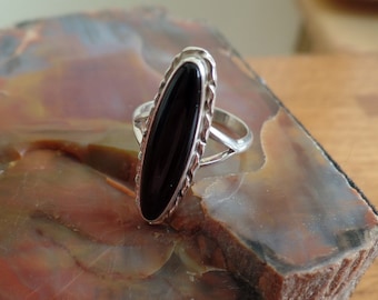 Black Onyx Ring, Black Onyx Jewelry, Silver Black Onyx Ring, Black Gemstone, Ladies Black Onyx Ring, Sterling Black Onyx, Under 75, 1048