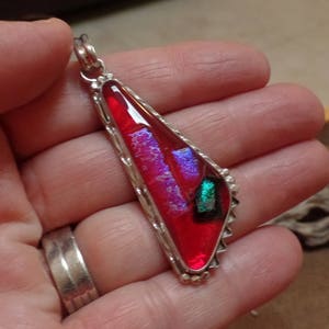 Dichroic Glass Pendant, Glass Jewelry, Dichroic Glass Necklace, Sterling Silver Dichroic Glass Pendant, Ladies Dichroic, 925 , 1336