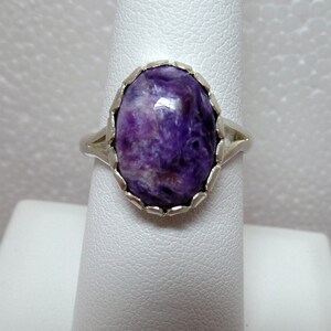 Charoite Ring, Sterling Silver 925 Charoite Ring, Ladies Charoite Ring, Purple Gemstone, Russian Charoite,  Under 75, 1024