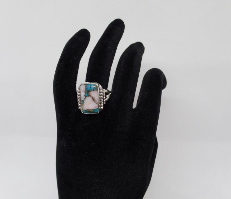 Ladies Turquoise Turquoise Ring Opal Turquoise Ring 1901 Combo Ring Sterling Silver Ladies Opal Peruvian Opal Multi Stone Ring