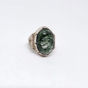 Seraphinite Ring, Sterling Silver Seraphinite, Ladies Seraphinite Ring, Green Gemstone,925, Healing Gemstone, Under 100, Silver Ring, 1606