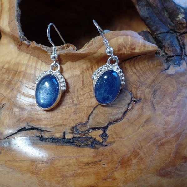 Kyanite Earrings, Sterling Kyanite Earrings, Blue Kyanite Jewelry, Healing Stone, Blue Gem, Silver Kyanite,  Ladies Kyanite, Under 75  1091