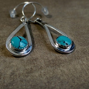 Sterling Silver Turquoise Earrings. Silver Turquoise. Sterling Turquoise. Blue Turquoise. Turquoise Jewelry. Genuine Turquoise. 1177