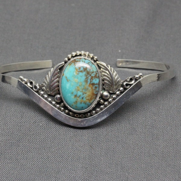 Ladies Turquoise Sterling Silver Handmade Cuff Bracelet, Ladies 925 Silver Turquoise Cuff Bracelet, Gift for Her, Under 200 Dollars, #2028