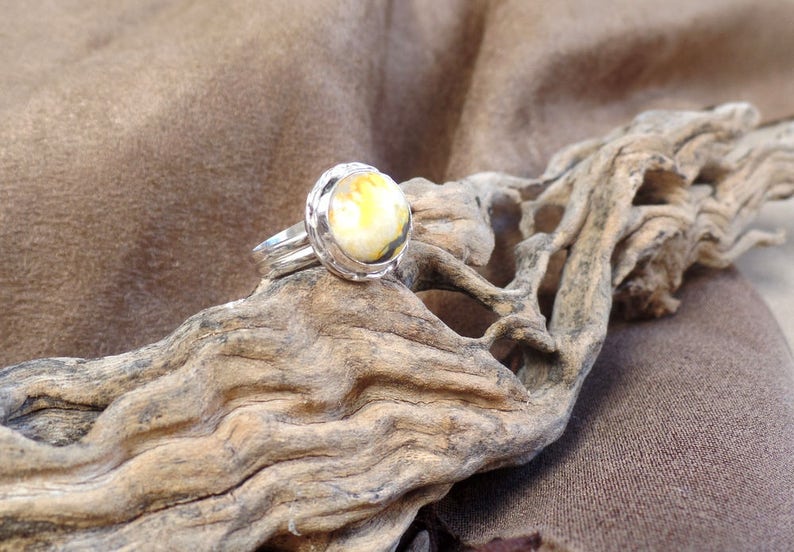 Ladies Jasper Ring 1228 Under 75 Sterling Silver Jasper Womens Jasper Ring Bumble Bee Jasper Ring 925 Bumble Bee Jasper Jewelry