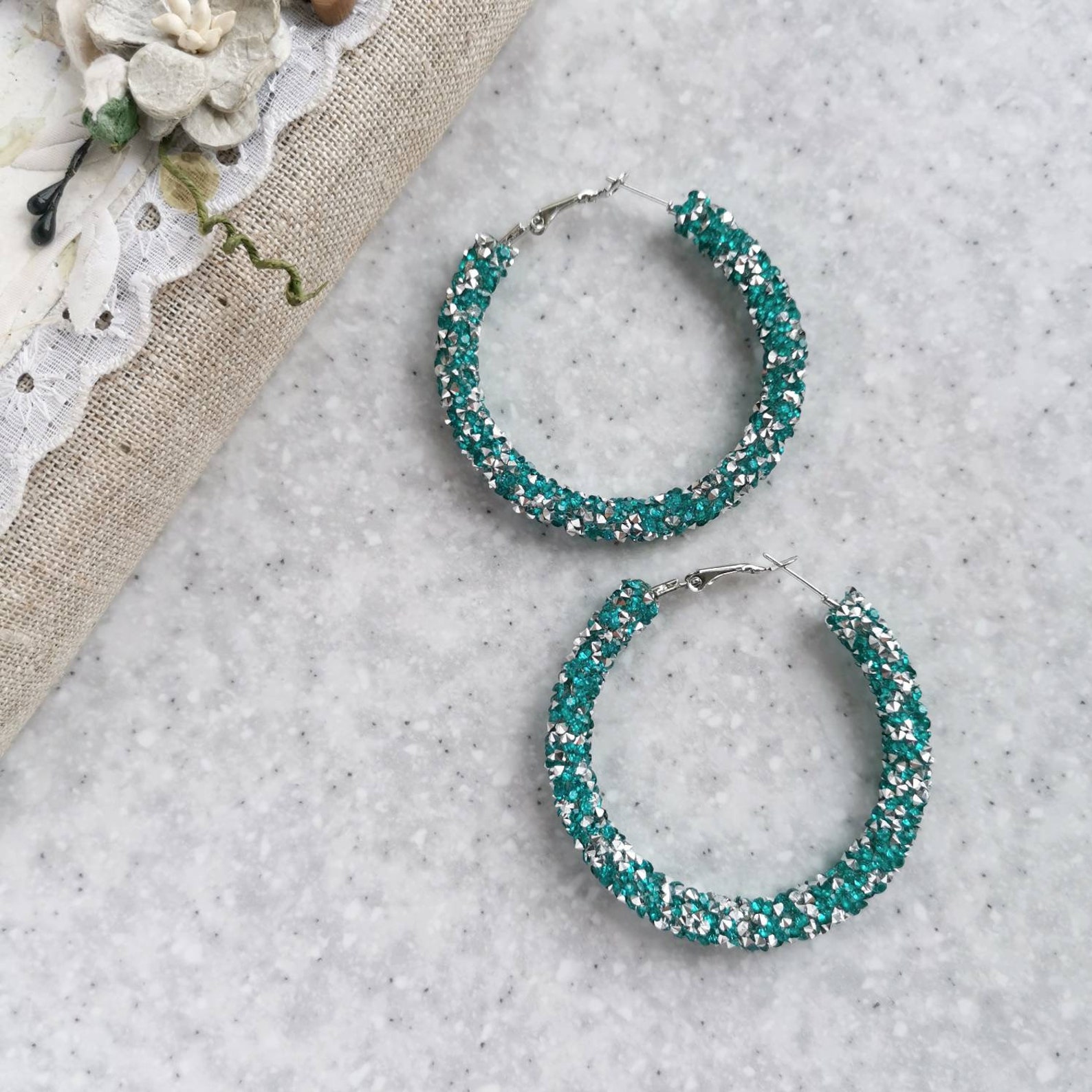 Blue pageant earrings Clearance