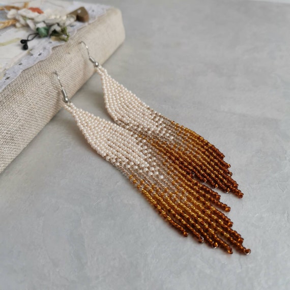 Bohemian Beaded Dangle Earrings - 2 Pairs Set, Long Seed Bead Tassel Earrings For Women