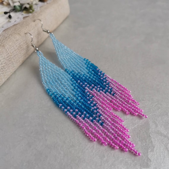 Georgia Mixed Dangle Earrings Blue and Pink – INK+ALLOY, LLC