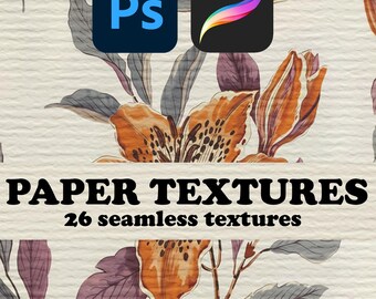 26 Seamless Paper Textures | For Procreate and Photoshop | Watercolor, mix media. recycling and more