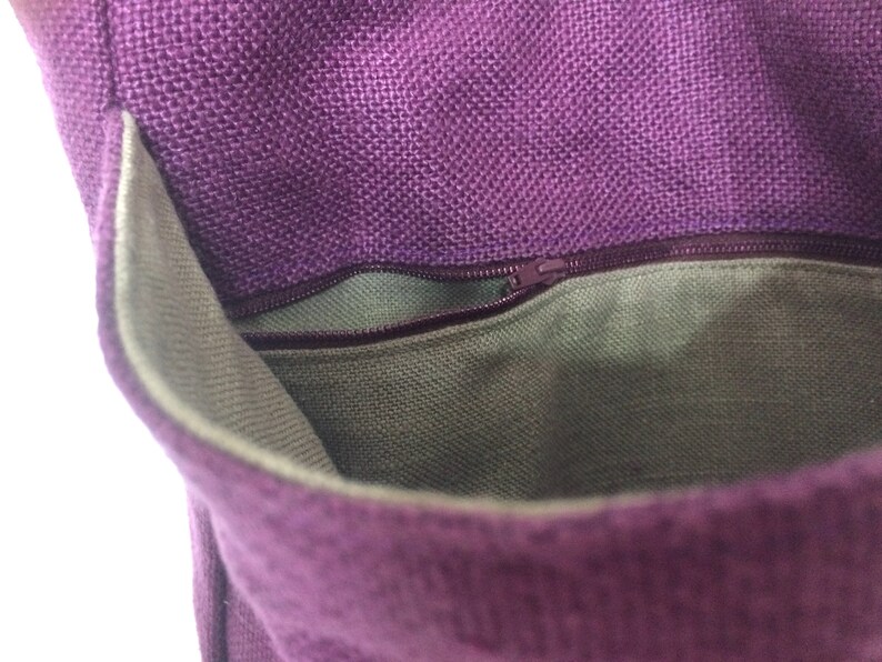 size Medium Tote bag reversible unique piece leather double-sided Bold velvet linen