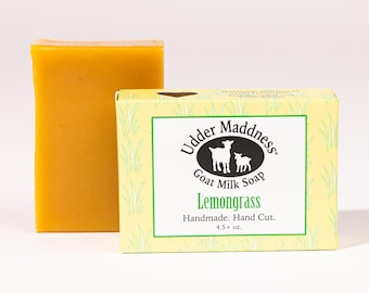 Lemongrass Goat Milk Soap, Handcrafted Natural Bar Soap, Fresh Citrus Scent, 4.5 oz
