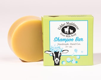 Champú de leche de cabra en barra: limpiador capilar suave y sin residuos con lavanda, romero y árbol de té.