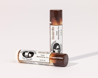 Chocolate Mint Lip Therapy, Natural Beeswax Moisturizer, Dry Lip Treatment, Cocoa Essential Oil Gift