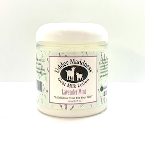 Lavender Mint Goat Milk Lotion Hand and Body Sensitive Skin Body Butter Moisturizing Dry Skin Lotion Natural Skin Care Softening  8oz