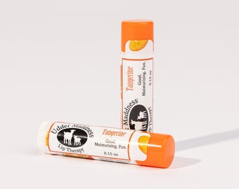 Tangerine Lip Therapy, Natural Beeswax Moisturizer, Dry Lip Treatment, Citrus Essential Oil Gift