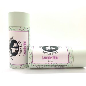 Lavender Mint Goat Milk Lotion Stick  All Natural Sensitive Skin Essential Oils Eczema No Palm Oil Eco Friendly Packaging Travel Stocking