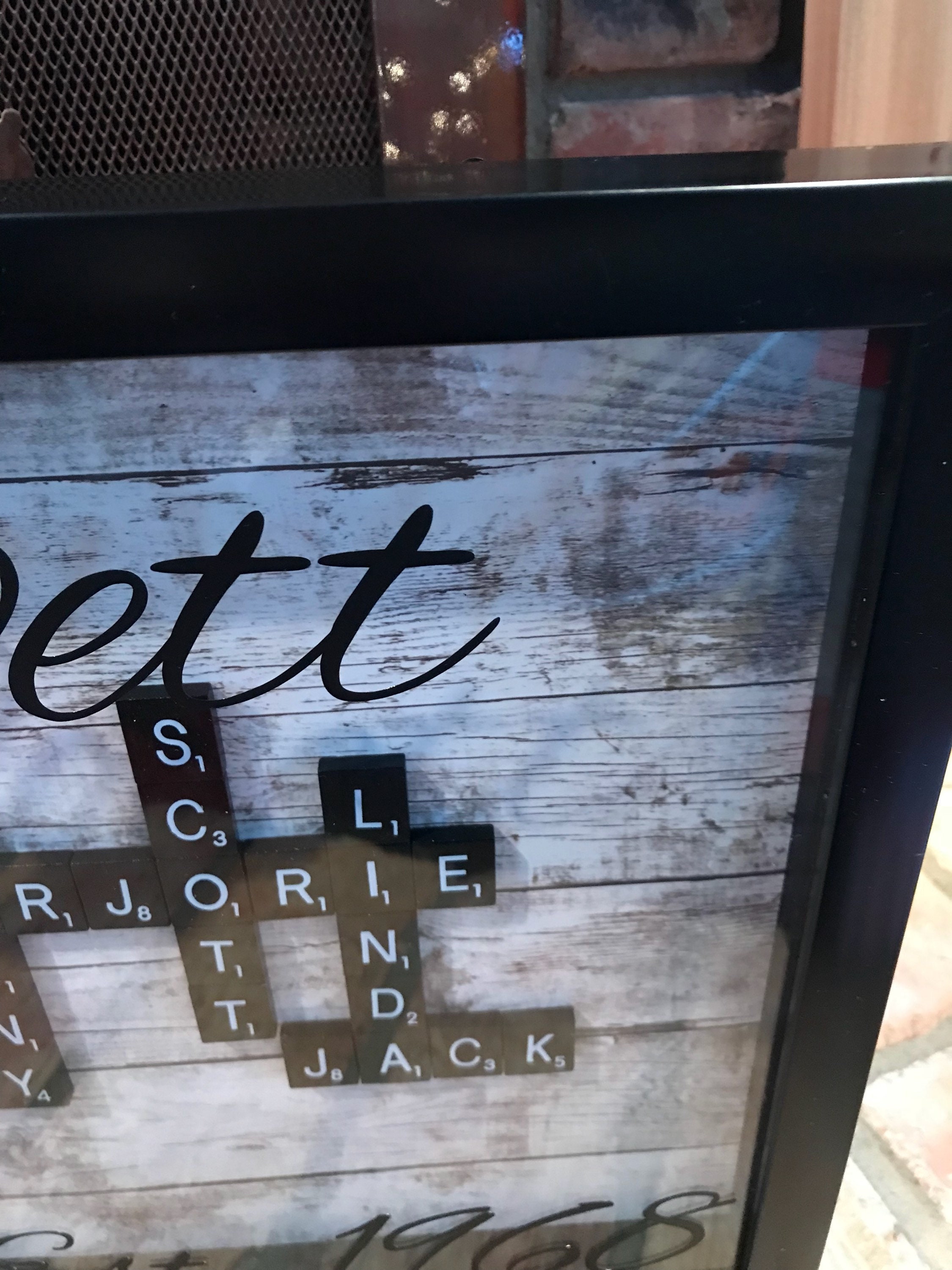 Custom Order Personalized Family Shadowbox Frame Letter Tiles Black