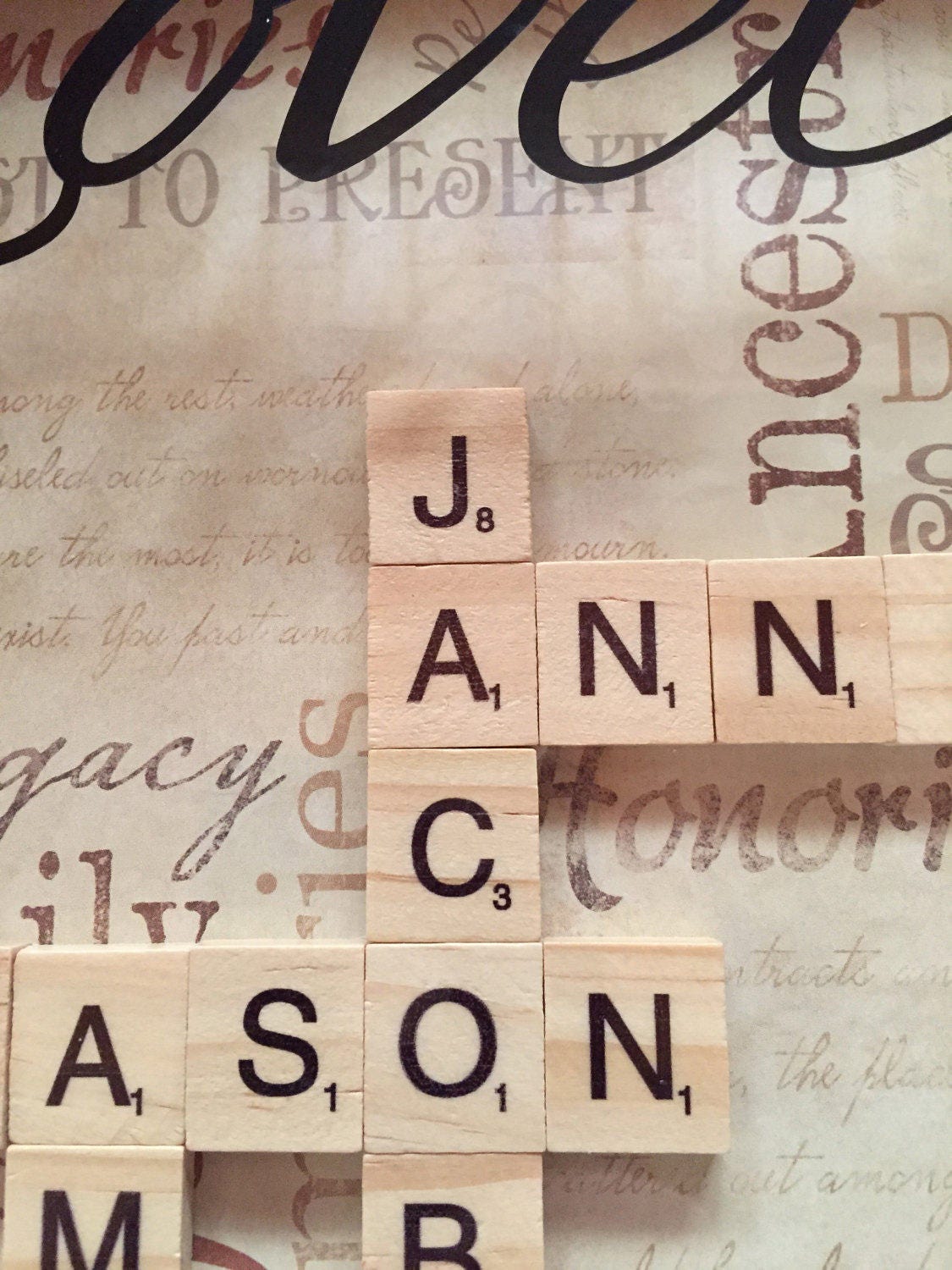 Custom Order Personalized Family Shadowbox Frame Letter Tiles Black